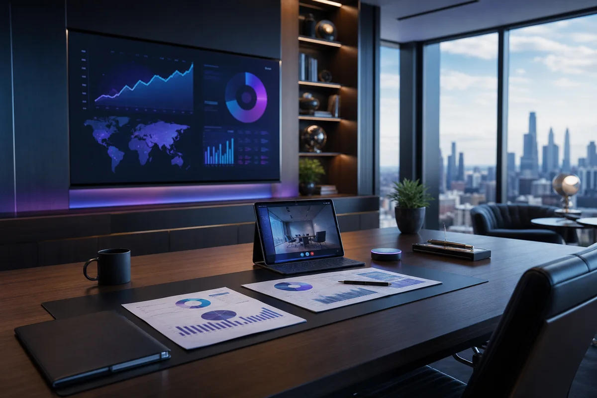 DDS professional-services concept featuring a consultancy workspace and analytics